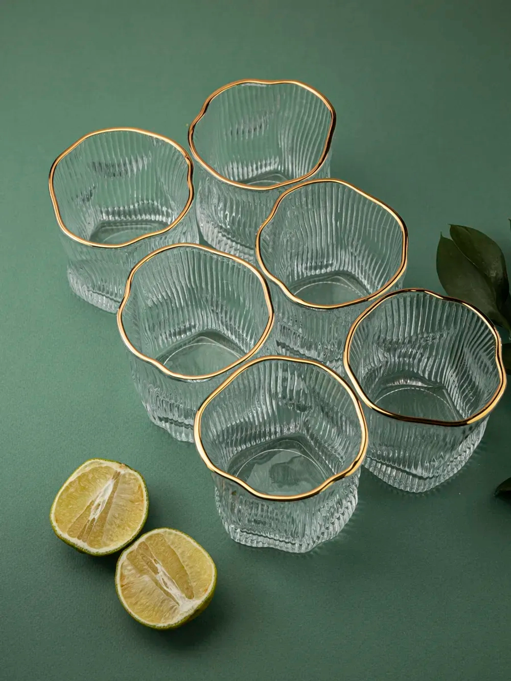 Набор изогнутых ребристых бокалов, 250 мл. 6 шт кайма