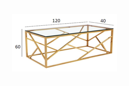 Стол журнальный Garda Decor Garda Decor прозрачное стекло, золото 60*120*40 см