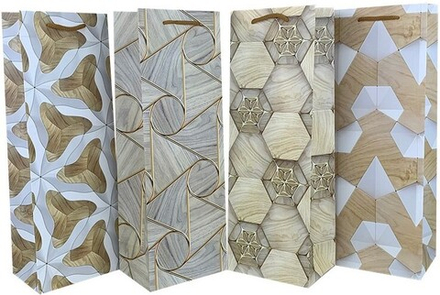 Пакет подарочный для вина, Ассорти дизайнов, 35*12*9 см, 1 шт.