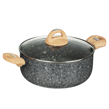 LEBEN Майнц Кастрюля с крышкой d20см, 2,2л, антипригарное "гранитное" покрытие, индукция