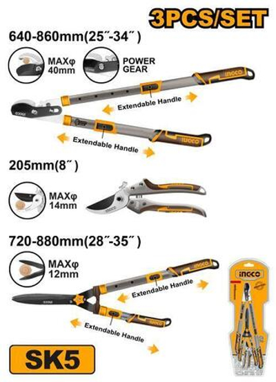 Набор для сада и огорода 3 шт. INGCO HLT93301 INDUSTRIAL