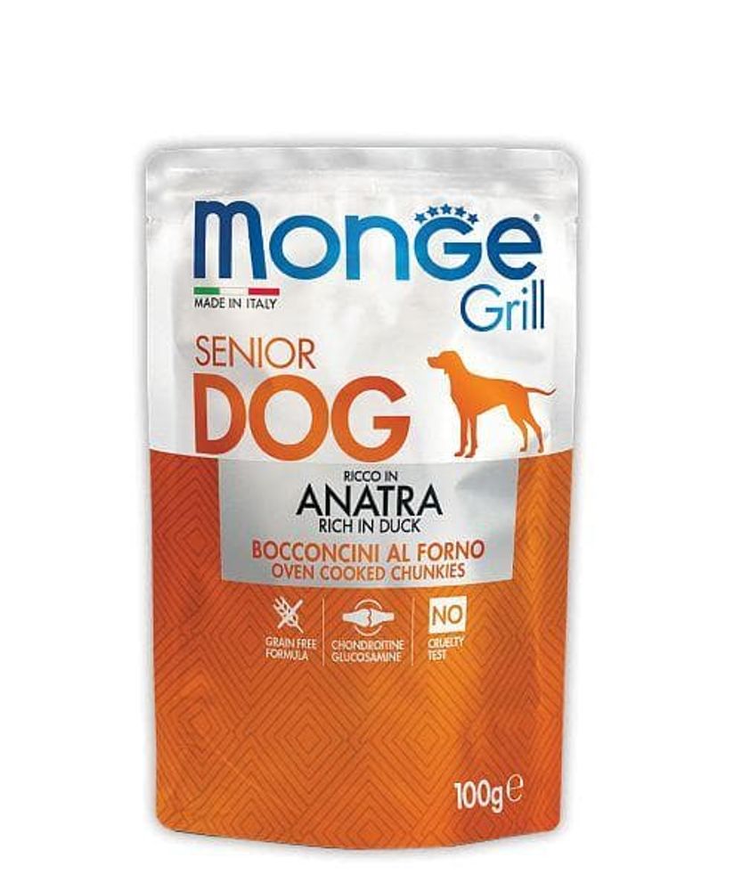 Monge Dog 100г. Grill SENIOR Pouch паучи для пожилых собак с уткой