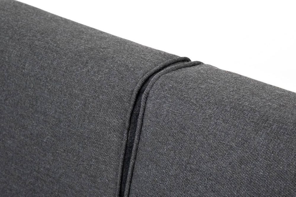 "Канны" левый модуль плетеный из роупа, каркас алюминий темно-серый (RAL7024) муар, роуп темно-серый круглый, ткань темно-серая 027