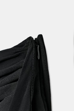 ZARA ЮБКА-БРЮКИ СО СКЛАДКАМИ И ОБОPКАМИ, ЧЕРНЫЙ