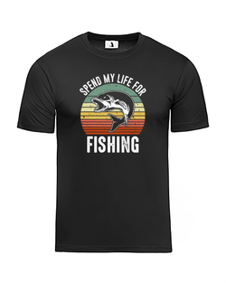 Футболка рыбака Spend my life for fishing прямая черная