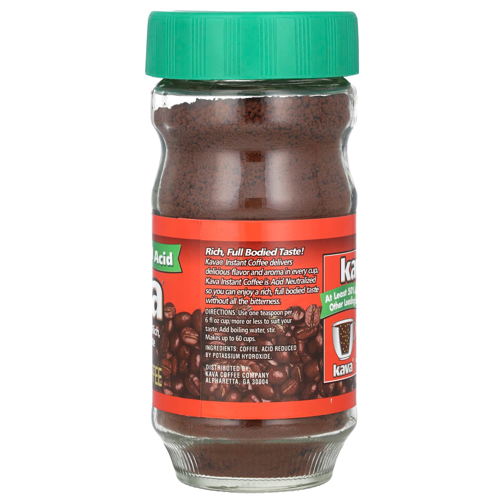 Kava Coffee, растворимый кофе, с пониженным содержанием кислоты, без кофеина, 113 г (4 унции)
