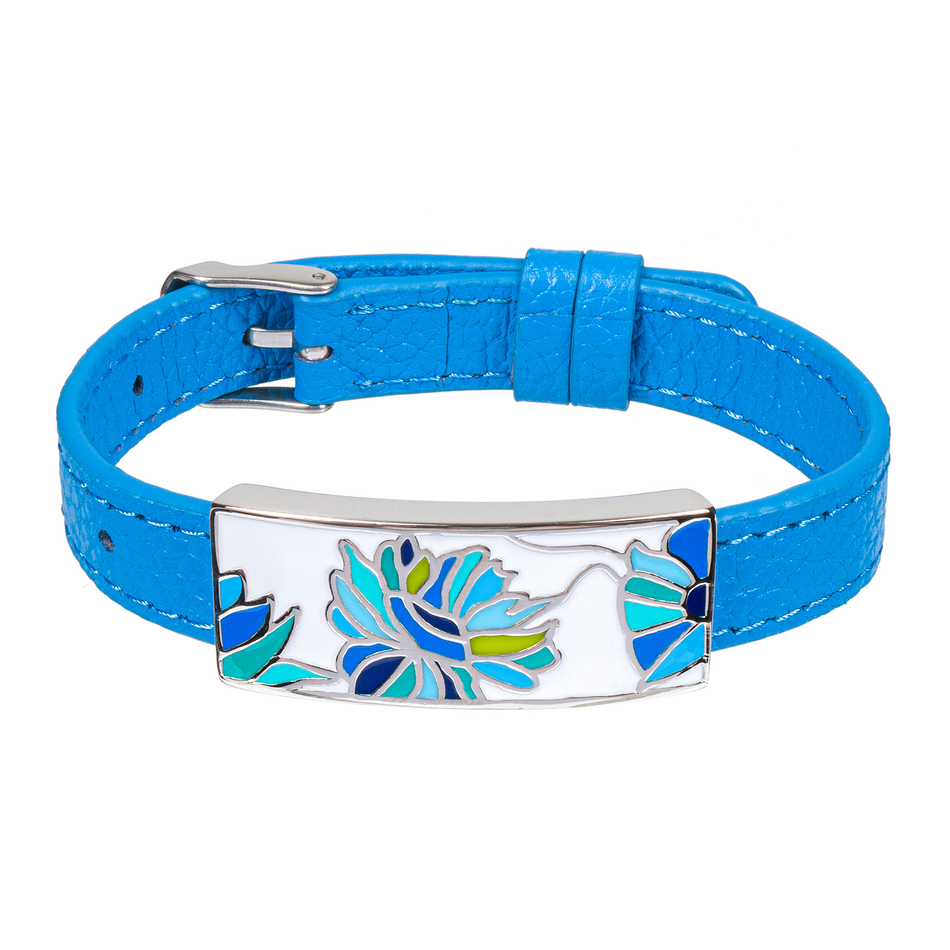 Браслет Fiore Luna на голубом кожаном ремешке CB03599-16A