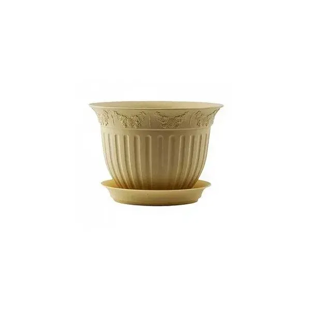 Горшок Виноград, D 16, 1 л, кремовый с поддоном