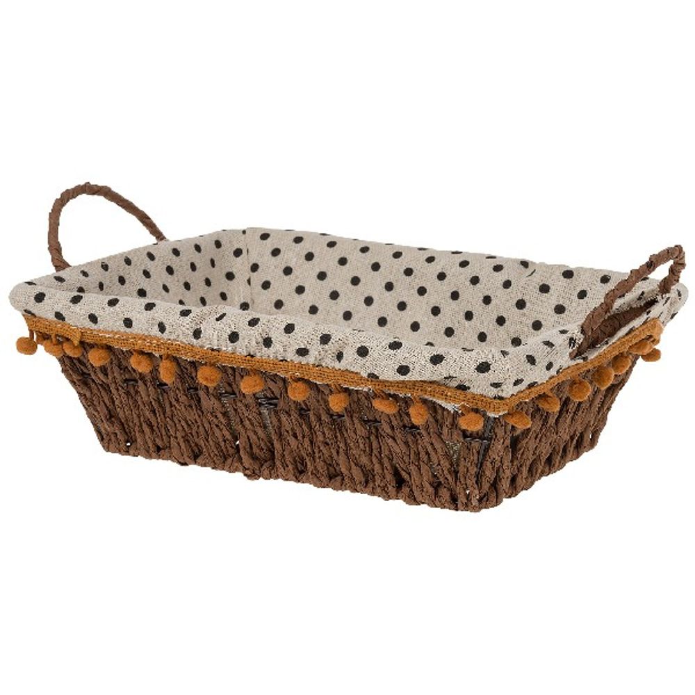 Корзина плетеная (бумага, ткань) 22xH8см (Коричневый)