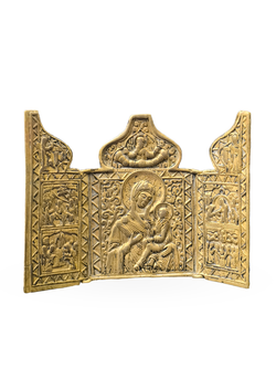 Антикварный складень «Тихвинская богоматерь»