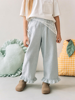 Брюки в полоску с рюшами, Голубой