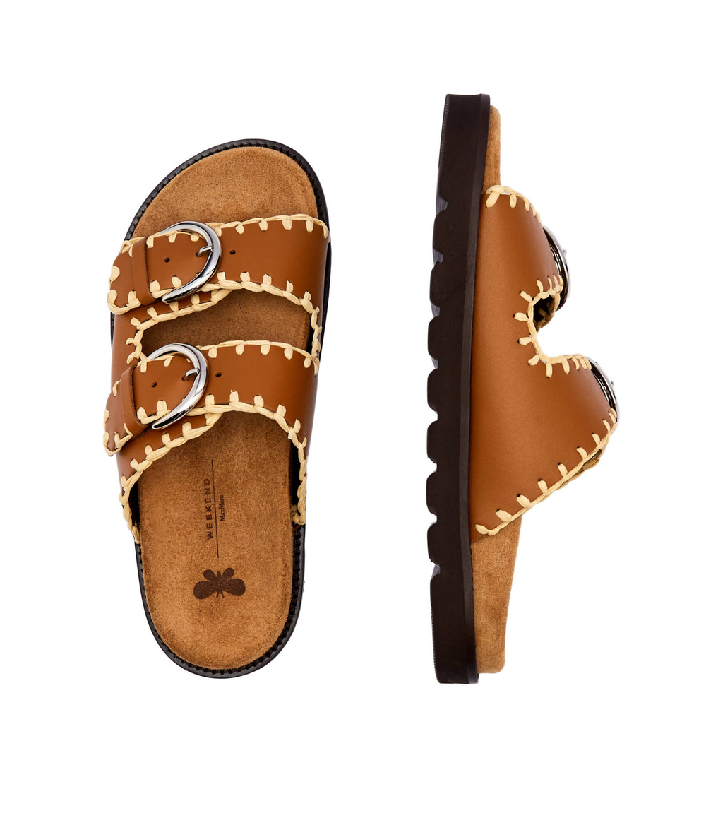 Шлепанцы кожаные abate Weekend MaxMara - коричневый(155211956)