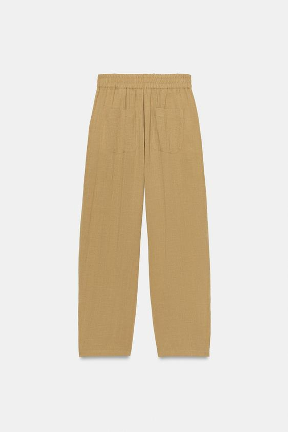 ZARA СТРУЯЩИЕСЯ БРЮКИ С ЭЛАСТИЧНЫМ ПОЯСОМ, РЫЖЕВАТО-КОРИЧНЕВЫЙ