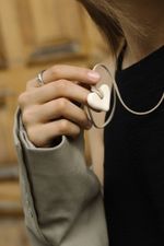 Подвес Сердце maxi на шнурке, белый, керамика