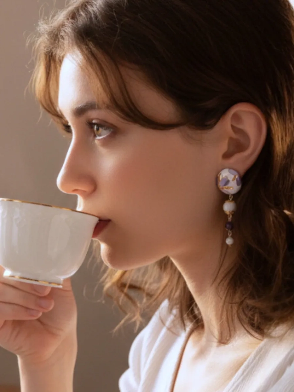 Серьги Цветочное поле с аметистом