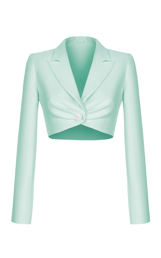 Жакет льняной укороченный драпированный