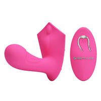 Розовый вибромассажёр 9,7см с пультом ДУ Pretty Love Walker BI-014583W-1