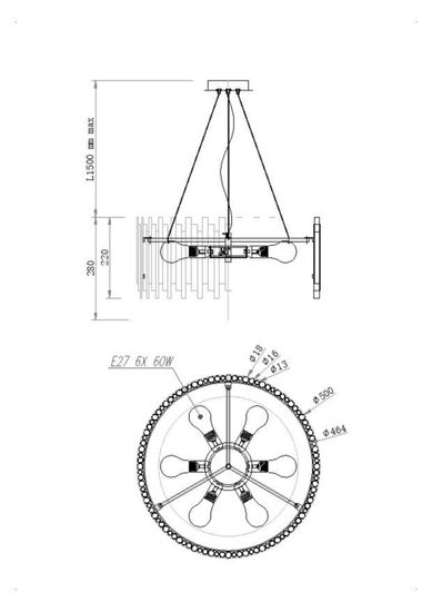 Подвесной светильник Maytoni MOD136PL-06BS