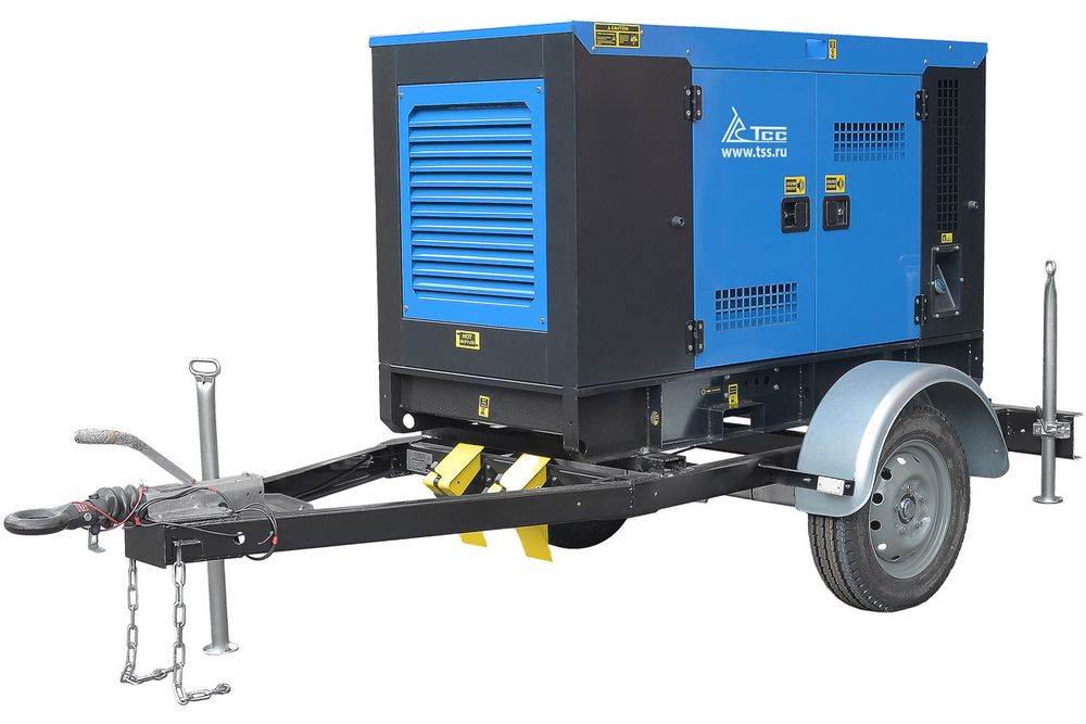 Дизельный генератор ТСС ЭД-16-Т400 с АВР в шумозащитном кожухе на прицепе арт. 025195