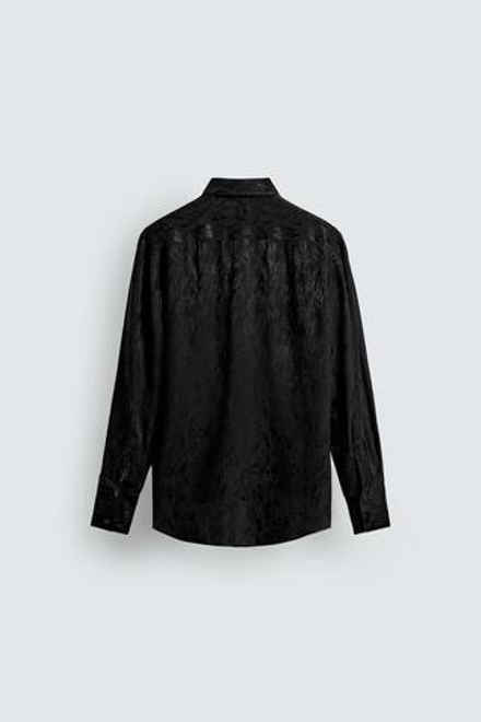 ZARA РУБАШКА СТРУЯЩЕГОСЯ КРОЯ, ЧЕРНЫЙ