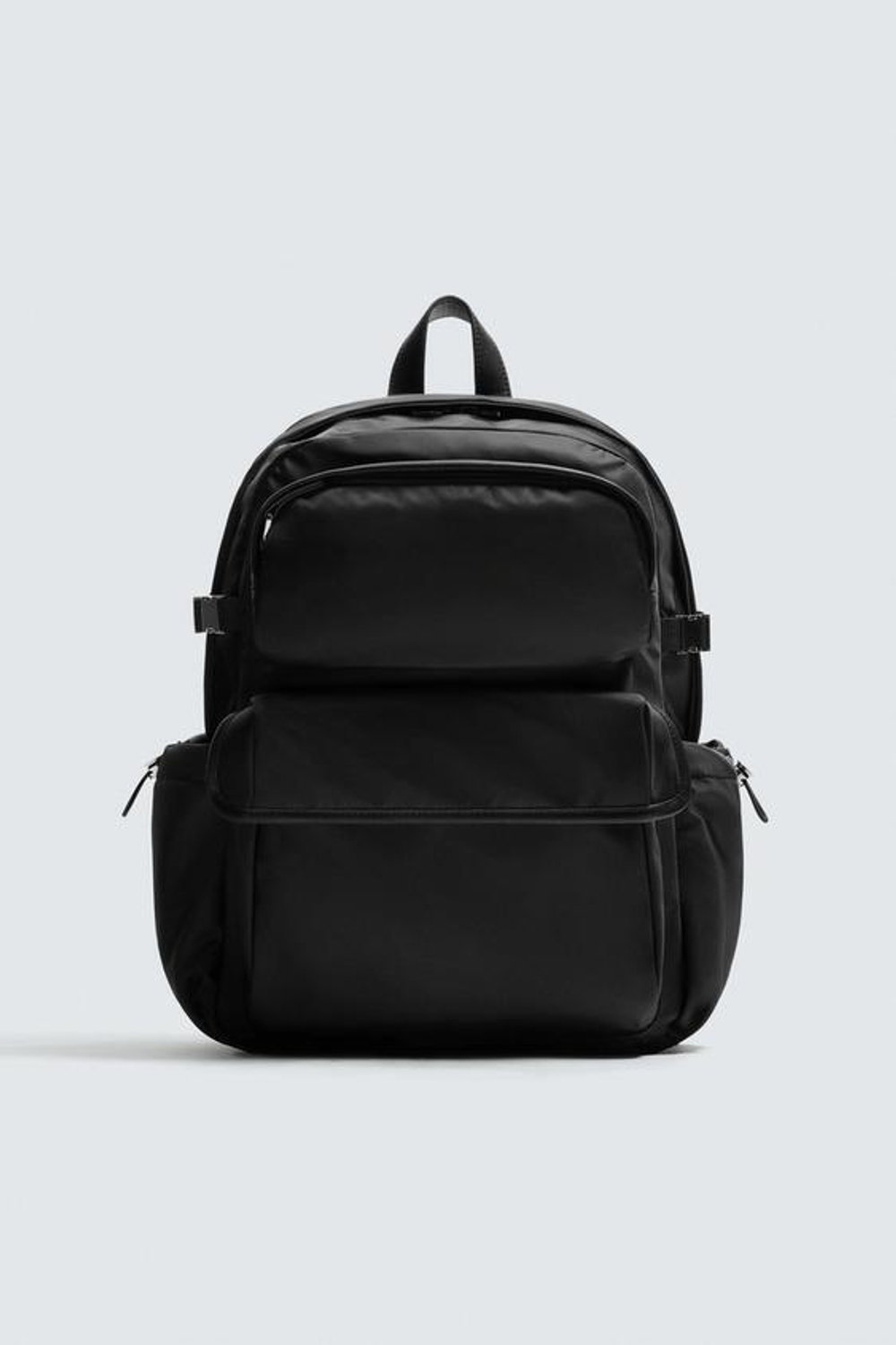 ZARA РЮКЗАК ИЗ ТЕХНИЧЕСКОЙ ТКАНИ С МНОЖЕСТВОМ КАРМАНОВ, ЧЕРНЫЙ