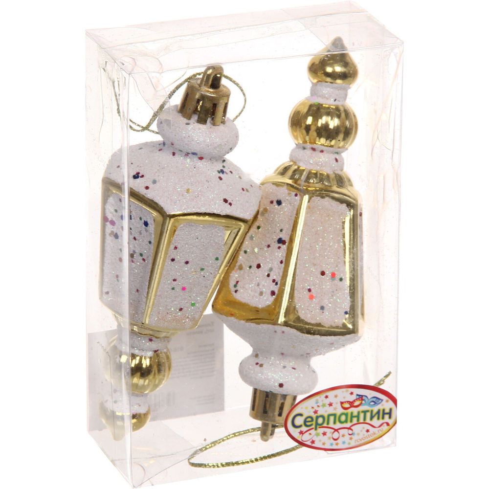 Ёлочные игрушки «Фонарик» 11 см (набор 2 шт), золото