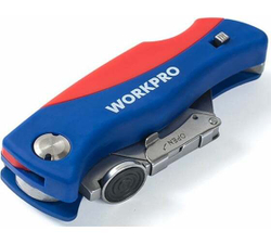 Складной быстросменный нож WORKPRO трапециевидные лезвия WP211006