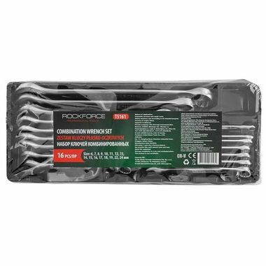 Набор ключей комбинированных 16пр.(6-19,22,24мм) в лотке RockForce##Rock FORCE RF-T5161