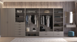 Шкаф 4х створчатый для одежды Париж, серый