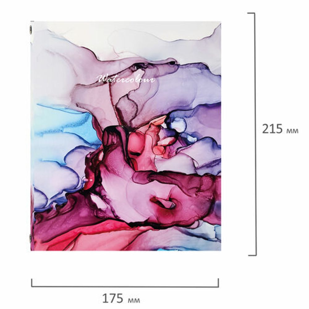 Тетрадь на кольцах А5 (175х215 мм), 240 л., обложка твердый картон, клетка, BRAUBERG, "Акварель", 404096