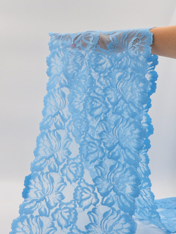 Эластичное кружево голубое ширина 23 см