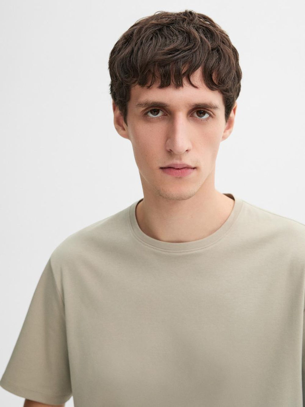 Massimo Dutti Футболка с круглым вырезом, песочный