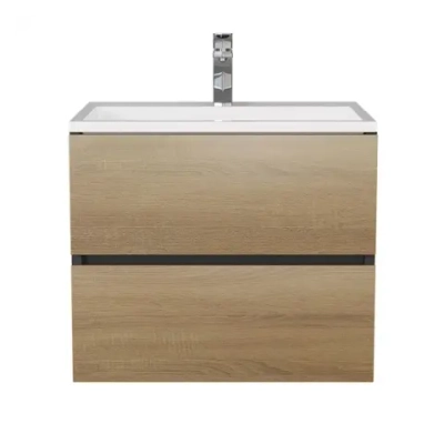 Тумба с раковиной Uperwood Barsa 60 см, раковина белая, подвесная тумба черная/дуб сонома