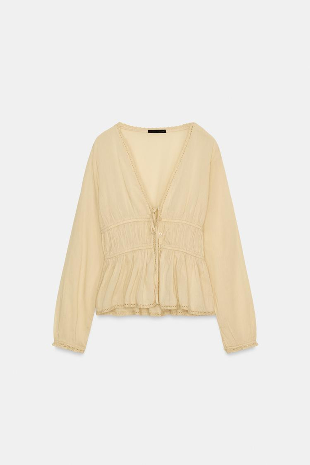 ZARA РУБАШКА С ВЫШИВКОЙ, ОХРА