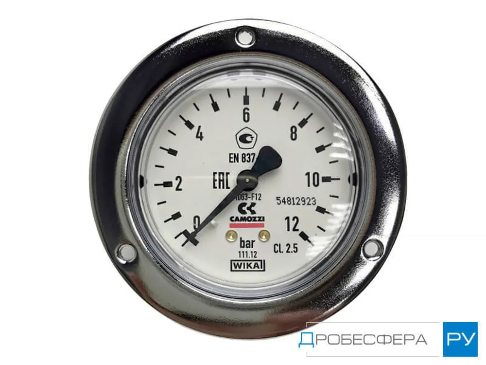 Манометр для компрессора 6 бар (0,6 МПа) осевой с фланцем R 1/4" диаметр 86 мм арт. M063-F06