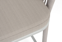 "Марсель" стул полубарный плетеный из роупа, каркас из стали светло-серый (RAL7035) муар, роуп бежевый круглый, ткань Mossle бежевая, пос.H65