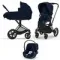 Детская коляска Cybex Priam IV 3 в 1 Rebellious Luxury Denim Blue шасси Matt Black