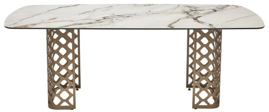 Стол CHIAVARI 220 KL-188 Контрастный мрамор матовый, итальянская керамика/шампань