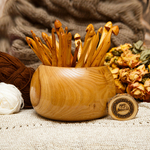 Набор деревянных крючков для вязания из вишни 25 шт. (3-20 мм) с клубочницей. KN6