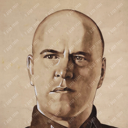 Бронштейн Ш. И. Портрет маршала Г. К. Жукова. Смешанная техника. 1960-е