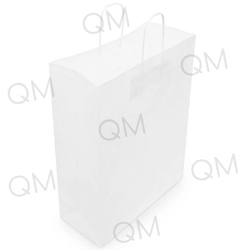 Крафт пакет с кручеными ручками и прямоугольным дном 300*400*150 мм 70 г/м2 белый, 200 шт