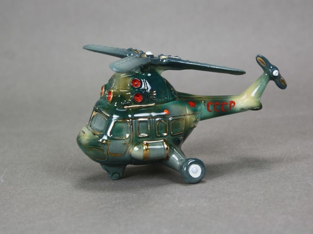 Фарфоровая елочная игрушка Вертолет