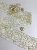 кружево крем,  7,5см,стрейч, люрекс золото D1 ING
