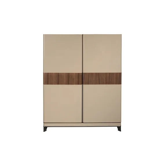 Высокий буфет 3276 из кожи, ореха и полированной стали