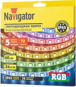 СД Лента Navigator 95 314 NLS-5050RGB60-14.4-IP65-24V 5м