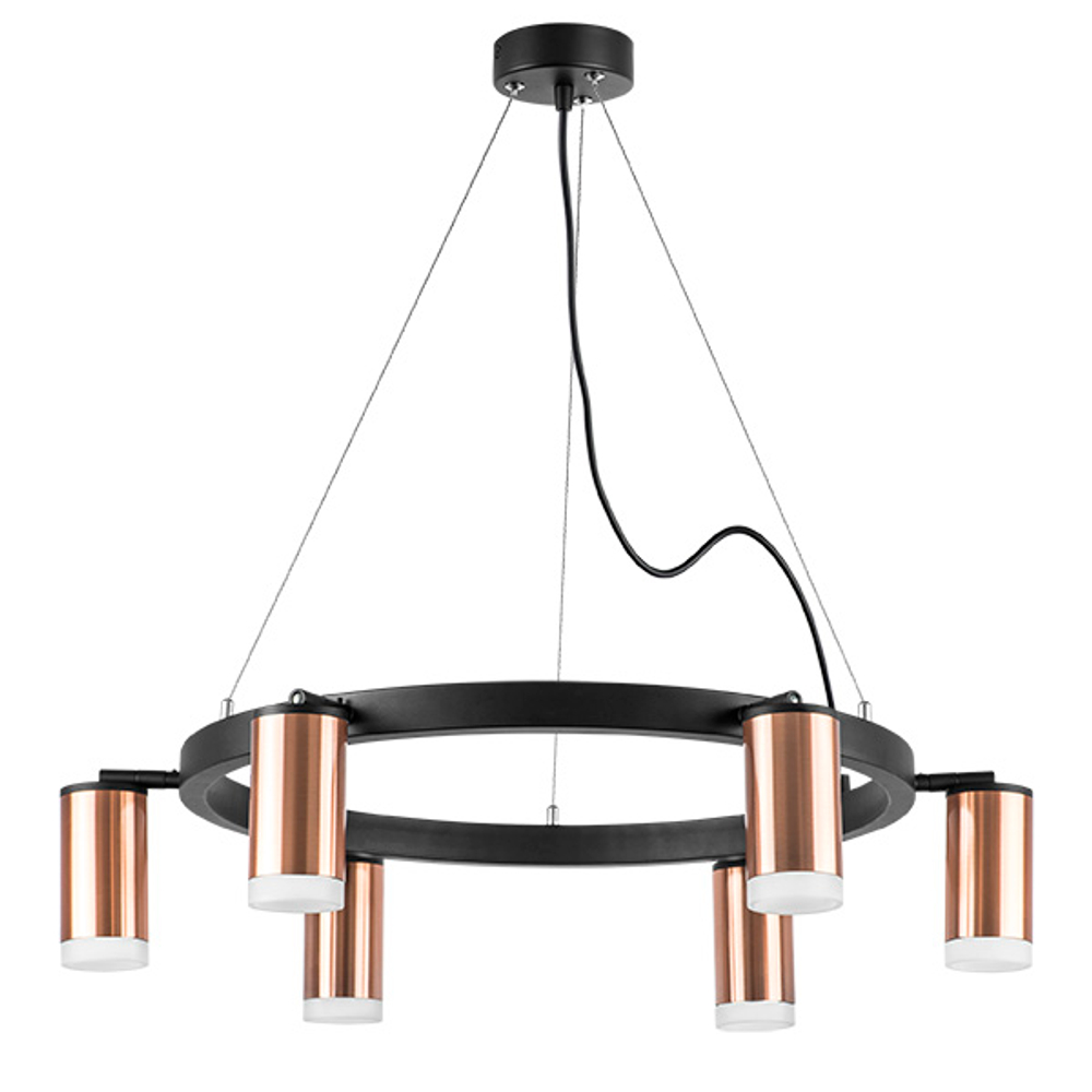 LR0163060 Люстра RULLO 6х50W GU10 ЧЕРНЫЙ/МЕДЬ (571016+214430-6+202430-6)