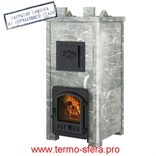 Печь Эверест "Легкий пар Профи" каменка из нерж. стали, Талькохлорит, S-50 мм Б/В