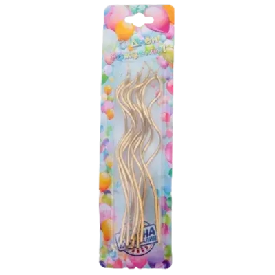 Свечи для торта "С Днём Рождения" 10 шт, коктейльные, золотистые