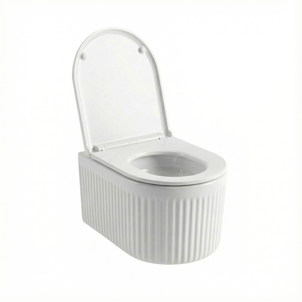 Унитаз подвесной безободковый WAVE RIFL Tornado3.0, сид. дюропласт, м/л, быстр, БЕЛЫЙ глянец (L)