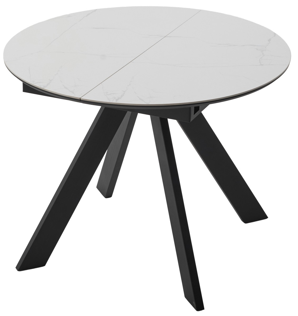 Стол М-City DISAUR Бонжур 100 Белый мрамор, керамика, Черный каркас